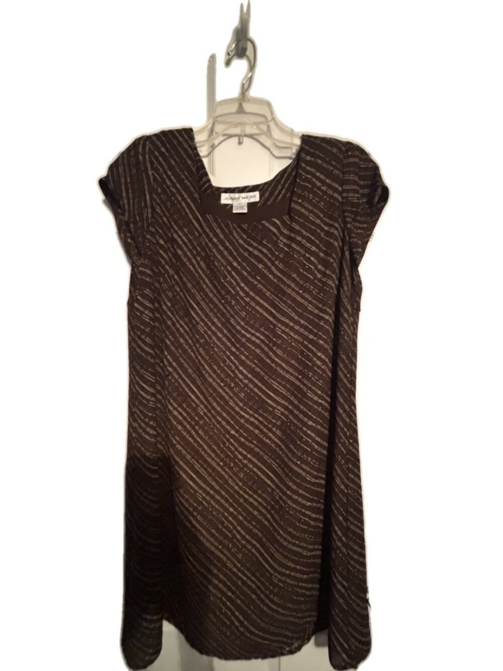 Jones Wear Brown Striped Dress 12